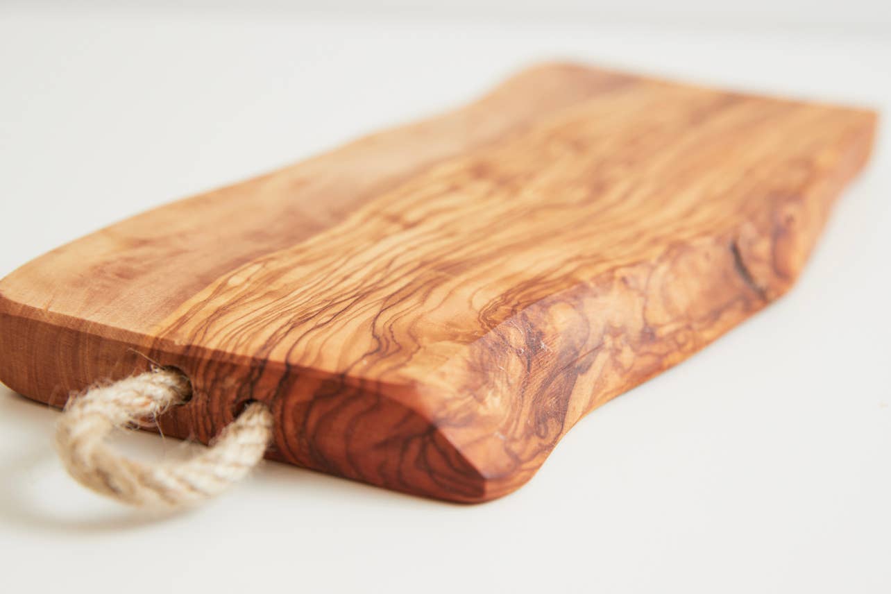 Italian Olivewood Charcuterie and Cheese Board - Rope Handle