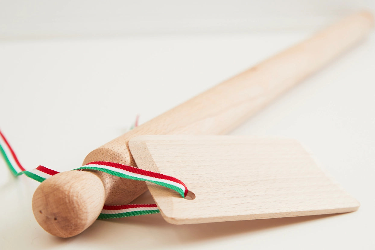 Italian Beechwood Rolling Pin and Dough Scraper Set