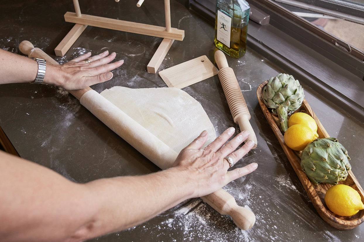 Italian Beechwood Rolling Pin and Dough Scraper Set