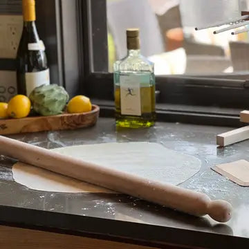 Italian Beechwood Rolling Pin and Dough Scraper Set